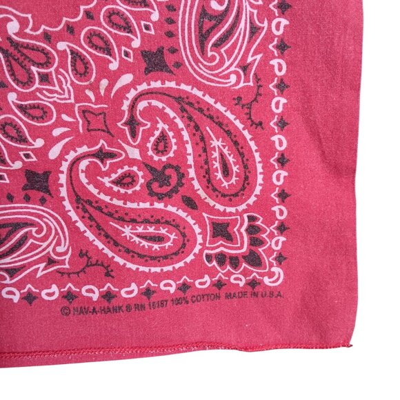 Vintage Red Paisley Bandana Handkerchief 100% Cotton Made In USA 21x19" Faded - Picture 2 of 3
